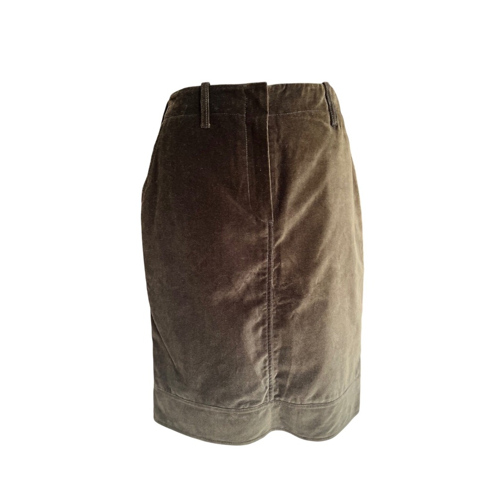 Carolina Herrera CH Velvet Pencil Skirt Olive Brown Gold Zip Pockets NWT Size 6
